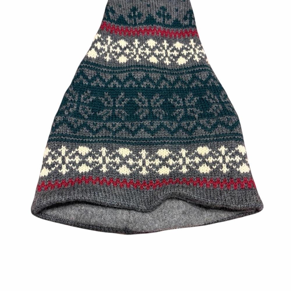 Eddie Bauer Fair Isle 100% Wool Gray Knit Hat w Tassel Ski Snow Winter Vintage - Picture 3 of 7